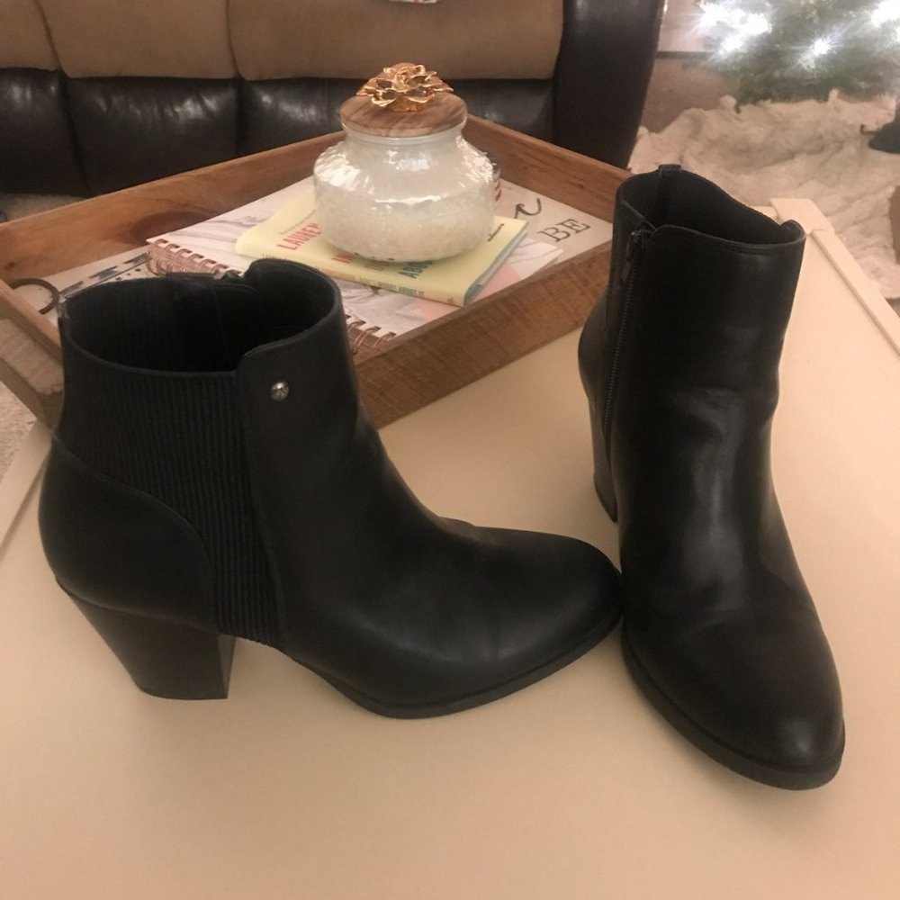 Black Leather Ankle Boots Size 9